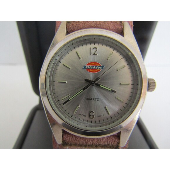 Dickies Quartz Watch Vintage Pink Suede Leather Band With Box Papers Tag Womens - Picture 3 of 8